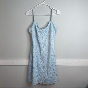 Mare Mare by Anthropologie Elegant Sky Blue Lace Mini Dress Lined.